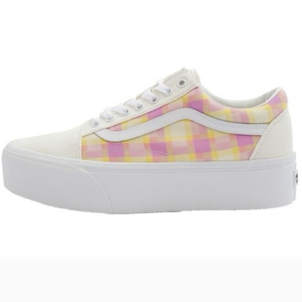 New Vans Old Skool Stackform Pastel Picnic Pink Plaid Size 8.5 US Womens